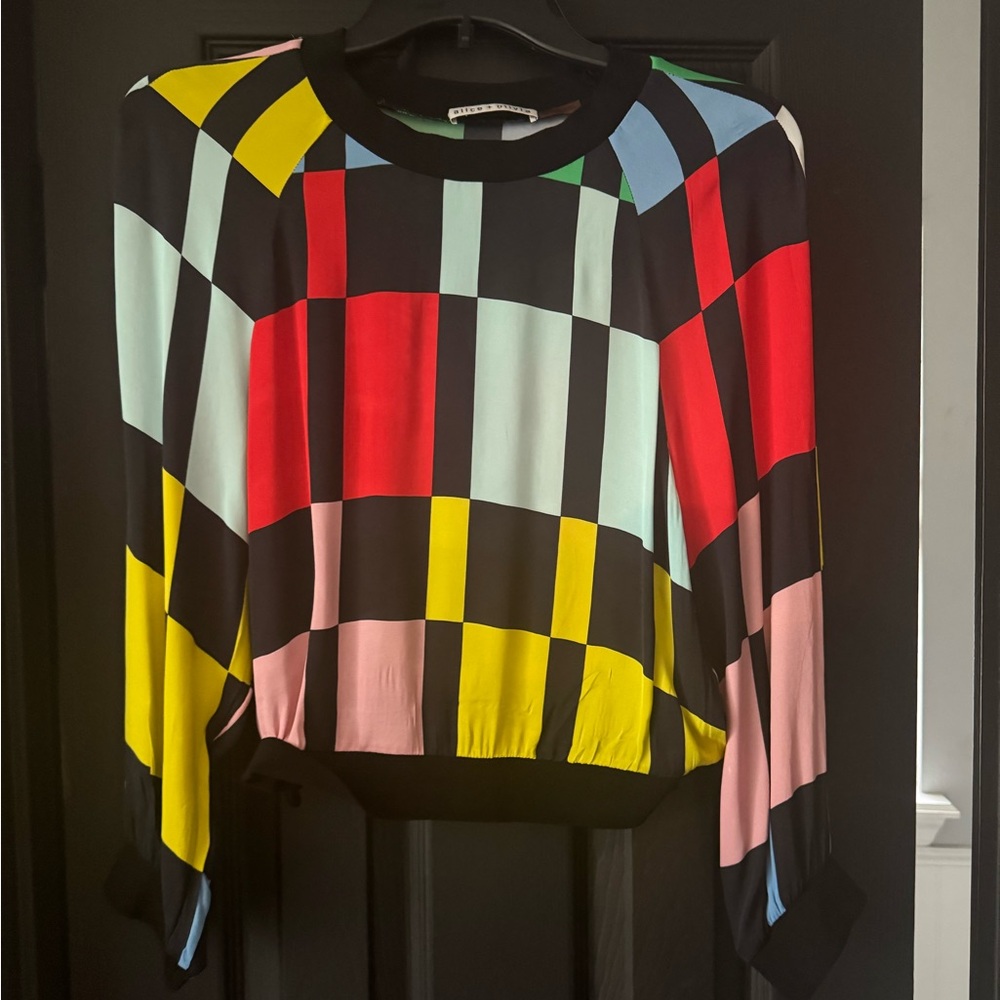 Alice & Olivia Color Block Top Blouse